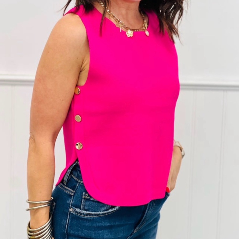 Entro Hot Pink Tank Top with Side Buttons